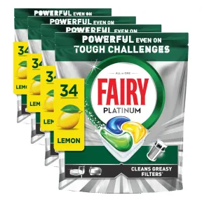 Cápsulas de Lavavajillas Fairy Platinum Limón, 34 unidades