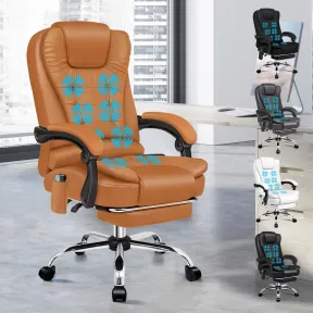 Silla de Oficina Reclinable con Masaje y Calefacción Negra