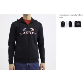 Sudadera navy con cremallera Bark de Oakley.