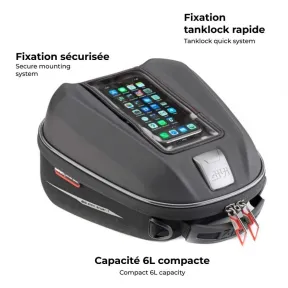 Bolsa universal Givi ST611 + Tanklock de 6L - Negro