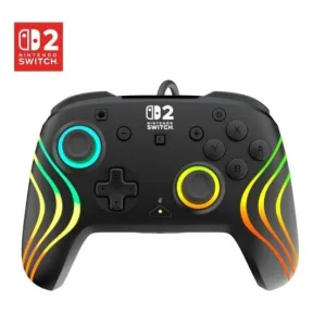 Mando RGB con Cable Afterglow Wave Negro para Switch 2