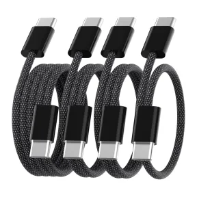 Cables USB-C a USB-C 60W, Nylon Trenzado, Pack de 4