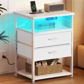 Mesillas de Noche Coleshome con USB, Enchufes y LED