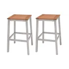 Taburetes de bar Lynx de aluminio y eucalipto, plata