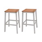 Taburetes de bar Lynx de aluminio y eucalipto, plata