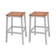 Taburetes de bar Lynx de aluminio y eucalipto, plata