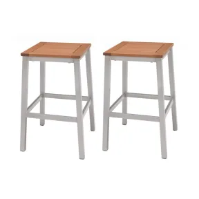 Taburetes de bar Lynx de aluminio y eucalipto, plata
