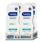 Gel de Ducha Neutro Sanex 4x600 ml, Hidratante y Esencial