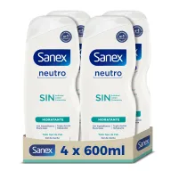 Gel de Ducha Neutro Sanex 4x600 ml, Hidratante y Esencial