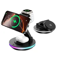 Cargador Plegable 3 en 1 para iPhone y Apple Watch, con Luz Ajustable