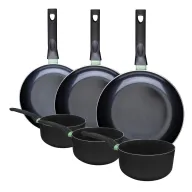 Juego de 3 sartenes y 3 cazos con revestimiento cerámico