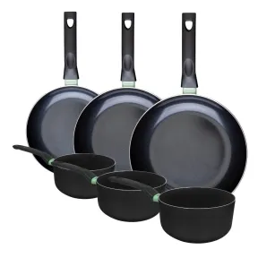 Juego de 3 sartenes y 3 cazos con revestimiento cerámico