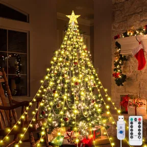 Luces de Navidad Impermeables 2Mx9 USB con 198LED y 8 Modos