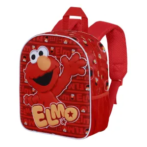 Mochila 3D Elmo Happy de Barrio Sésamo, 25 x 30 cm, Roja