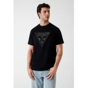 Camiseta estampada negra Guess CN SS TRIANGLE STITCHINGS