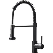 Grifo negro giratorio 360° con pulverizador dual para cocina