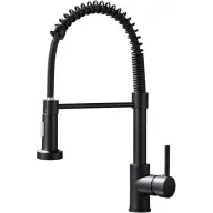 Grifo negro giratorio 360° con pulverizador dual para cocina