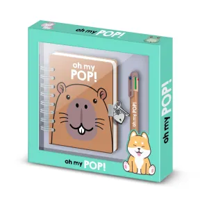 Diario A5 Oh My Pop + Bolígrafo Capybara 6 Colores
