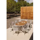 Mesa de Teca 260x110 y 10 Sillas de Jardín de Aluminio