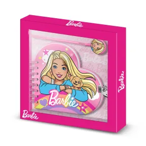 Diario Corazón con Llave + Boli Barbie Rainbow, Rosa