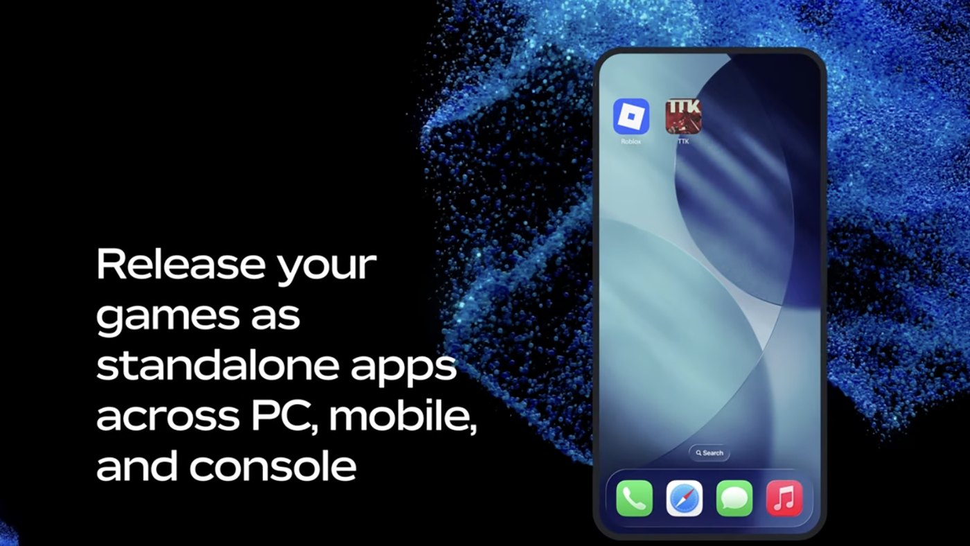 Juego de Roblox convertido en app independiente en la pantalla de un móvil