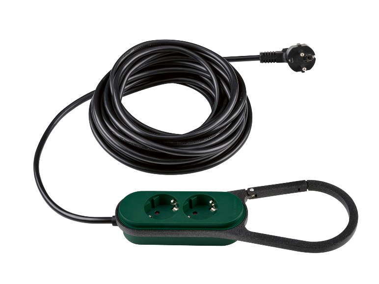 Regleta Parkside PKPS25M A1 de dos enchufes con mosquetón y cable de 5 metros