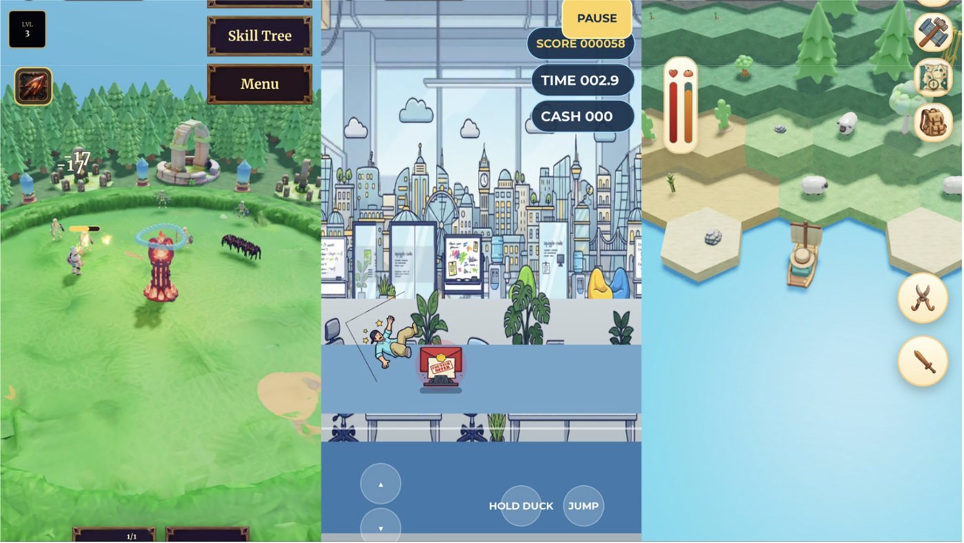 Tres juegos en 2D hechos en Roblox: un juego de rol, uno de plataformas y uno de estrategia