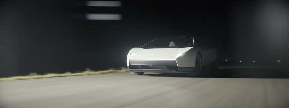 Frontal del nuevo Tesla Roadster blanco con los faros ocultos