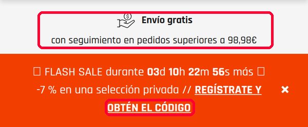 Banner de LordGun con envío gratis desde 98,98 euros y descuento del 7 % por registrarte