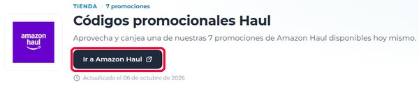Botón Ir a Amazon Haul en Xaxuko para usar el código descuento Haul