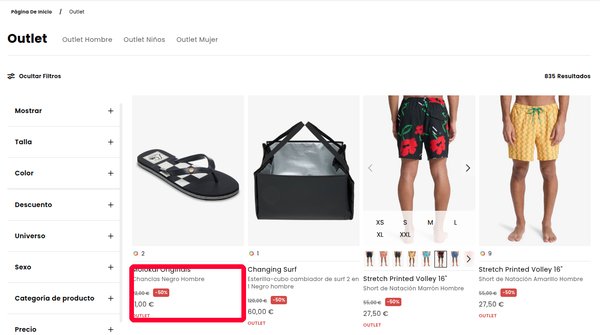 Outlet de Quiksilver con descuentos del 50 %
