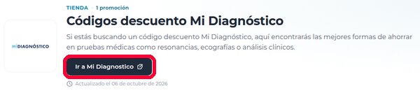 Botón Ir a Mi Diagnostico en Xaxuko para usar el código descuento Mi Diagnóstico