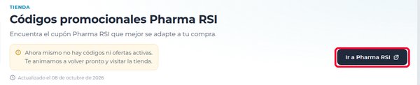 Botón Ir a Pharma RSI en Xaxuko para usar el cupón descuento