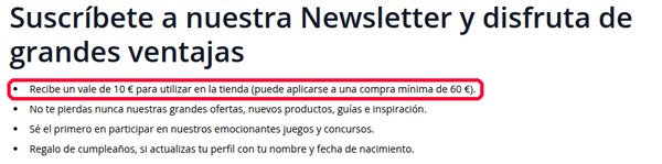 Vale de 10 euros de la newsletter de JYSK para usar en tienda