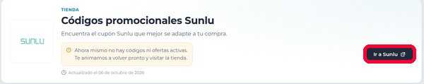 Botón Ir a Sunlu en Xaxuko para usar el código descuento Sunlu
