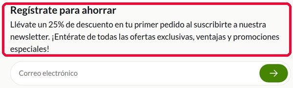 Registro en la newsletter de iHerb con 25 por ciento de descuento en el primer pedido