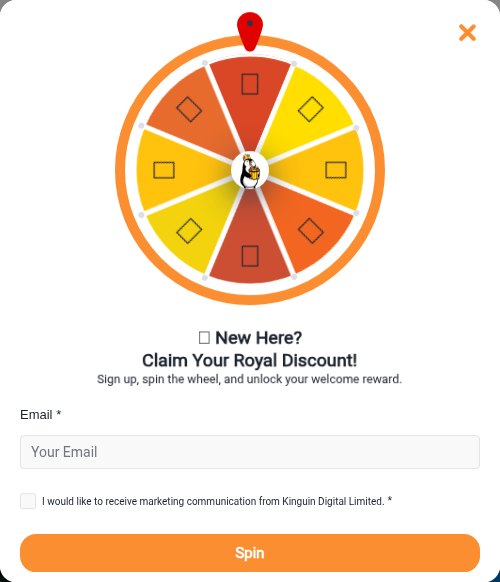 Ruleta de descuento de bienvenida de Kinguin para nuevos usuarios