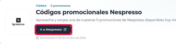 Botón Ir a Nespresso en Xaxuko para usar el código descuento Nespresso