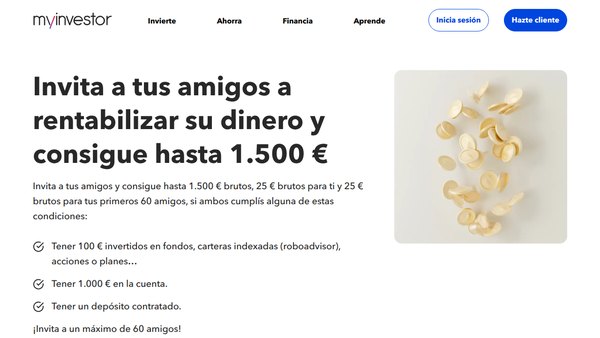 Plan Amigo de MyInvestor: 25 euros con código promocional