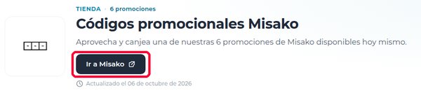 Botón Ir a Misako en Xaxuko para usar el código descuento Misako