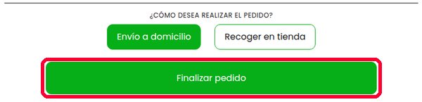 Botón Finalizar pedido en el carrito de Bikila