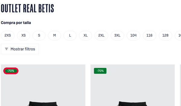 Outlet de la tienda del Real Betis con artículos al 70 por ciento