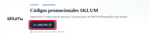 Botón Ir a SKLUM en Xaxuko para usar el código descuento Sklum
