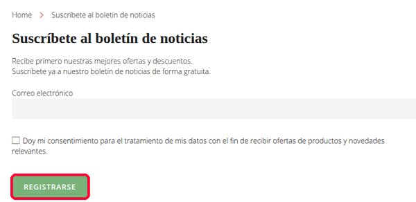 Boletín de Deloox para recibir ofertas y descuentos