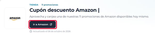 Botón Ir a Amazon en Xaxuko para usar el código promocional Amazon