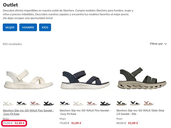 Outlet de Skechers con zapatillas rebajadas