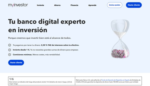 MyInvestor, banco digital experto en inversión con cuenta remunerada