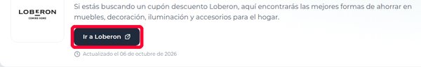 Botón Ir a Loberon en Xaxuko para usar el código descuento Loberon