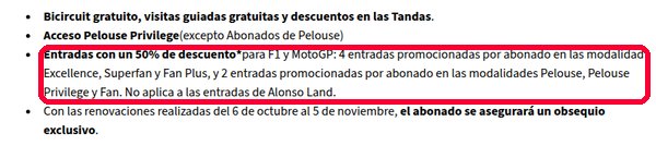 Ventajas del abonado del Circuit de Catalunya con entradas al 50 % para F1 y MotoGP