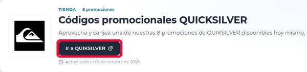Botón Ir a QUIKSILVER en Xaxuko para usar el código descuento Quiksilver